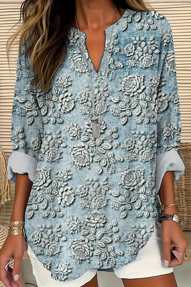 Gemma - Blue Dusk Bloom Blouse