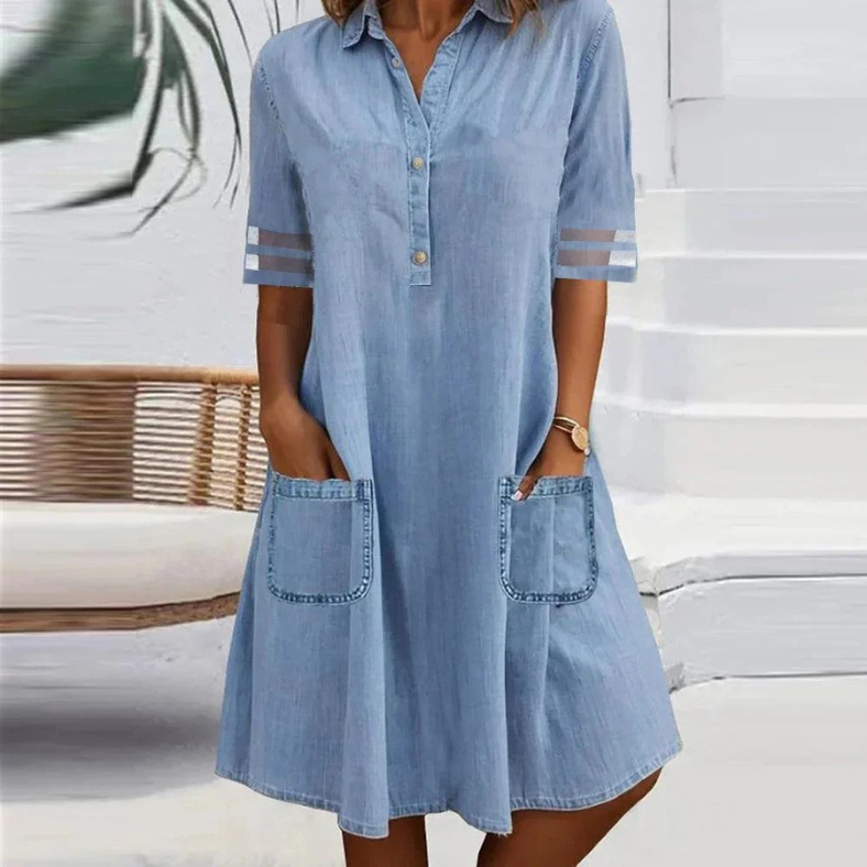 Sylora - Denim mini dress with side pockets