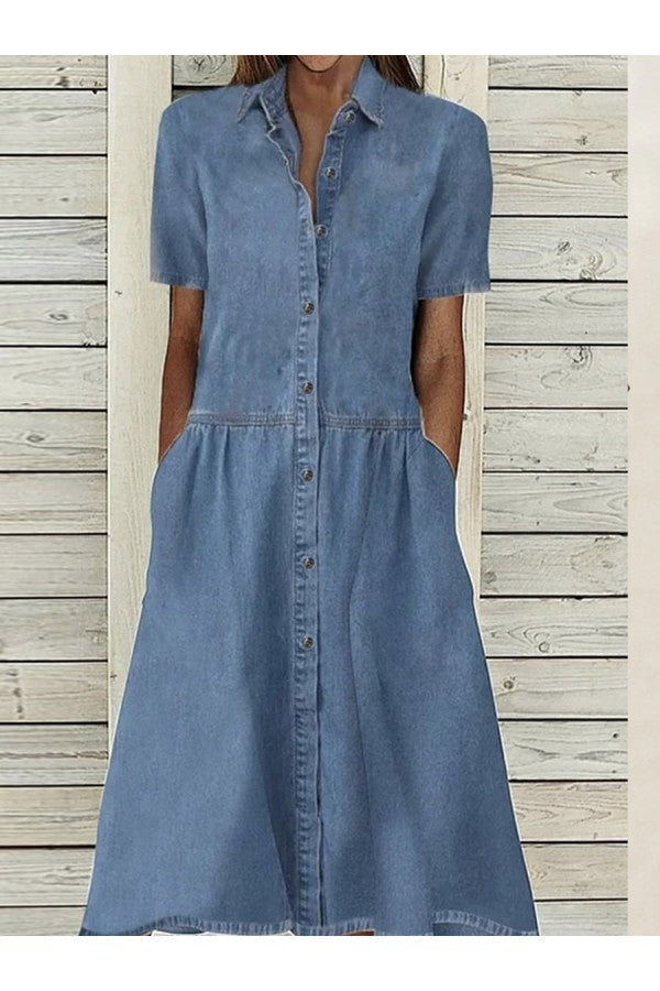 Maya - Denim button-down dress