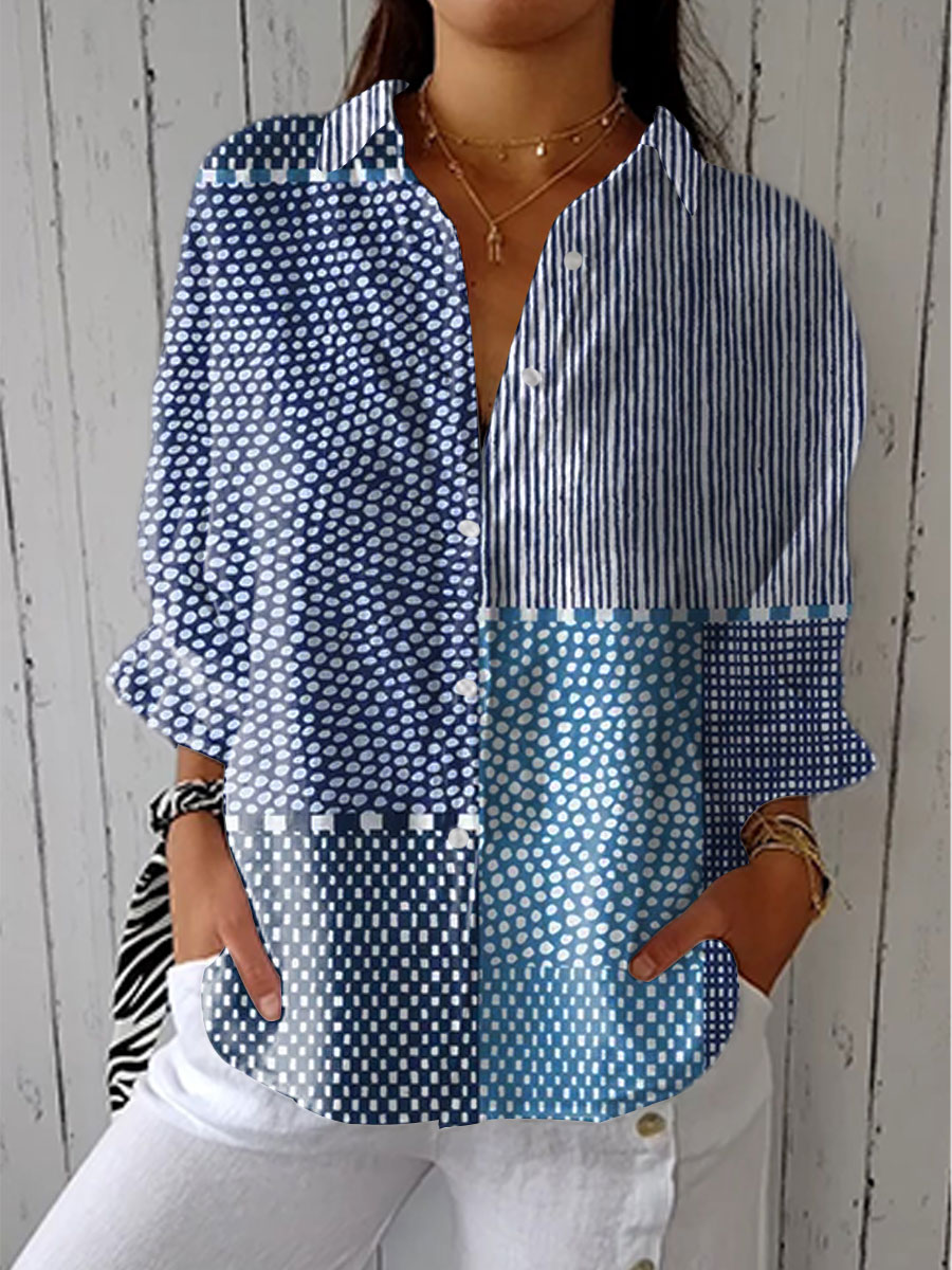 Kenzie - Ocean Patchwork Blouse