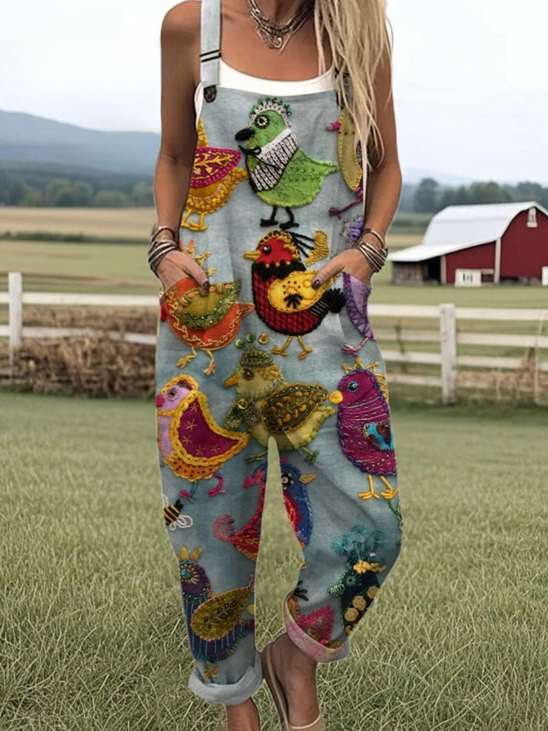 Elowen - Vintage Colourful Bird Jumpsuit