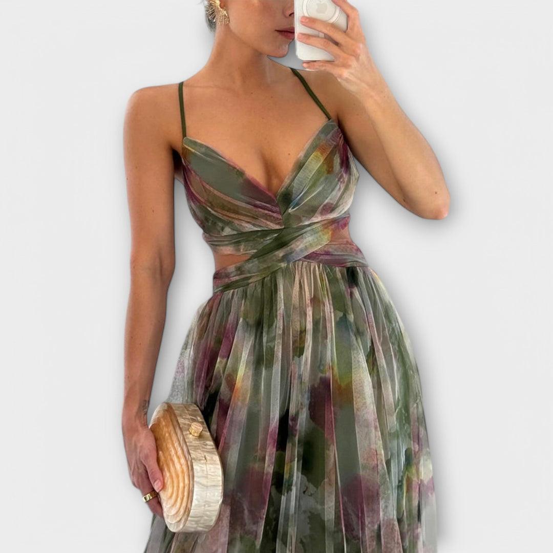 Tanique - Mesh Maxi Dress  Elegant and Figure-Shaping