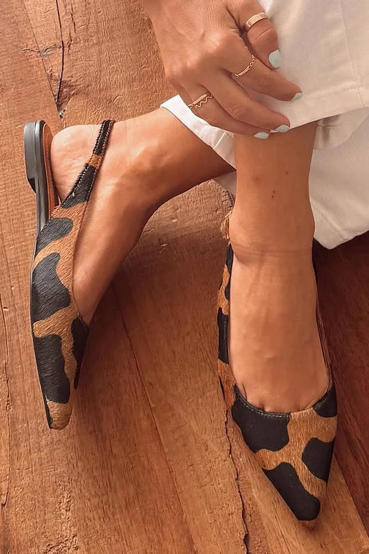 Evie - Elegant Pointed Slingbacks with Animal Print for a Unique Style