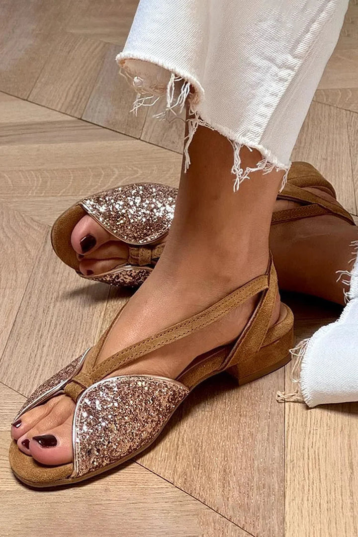 Lyric - Elegant Glitter Sandals with Low Sole for a Chic and Comfortable Look