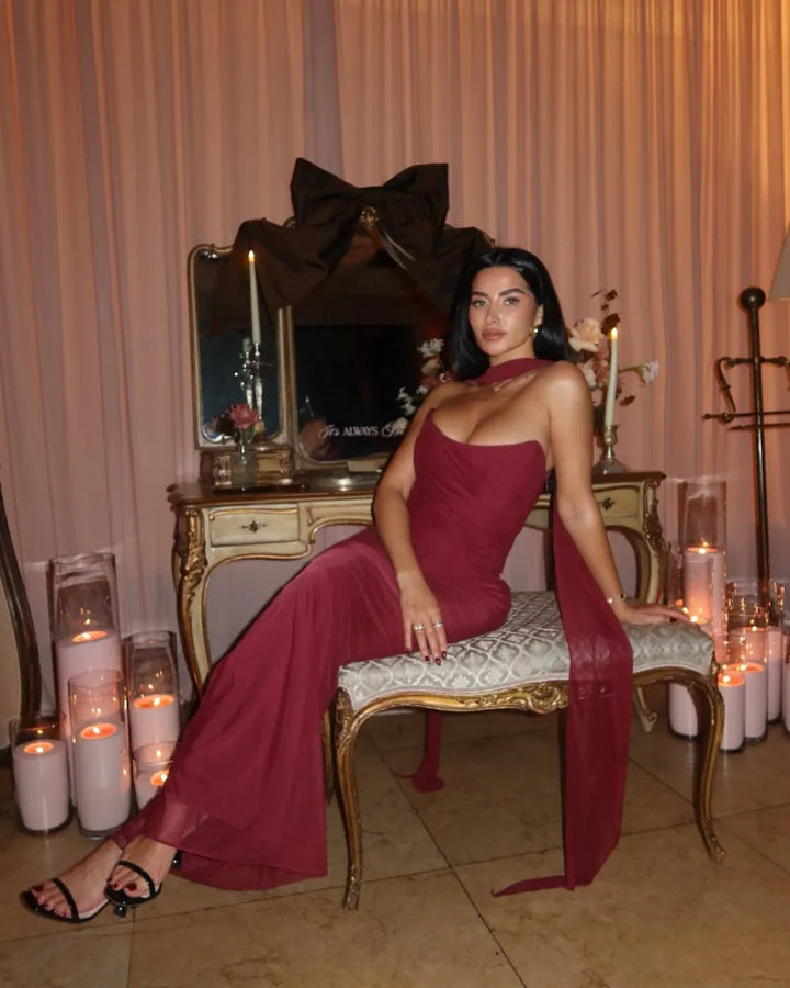Deloraen - Strapless Bodycon Maxi Dress