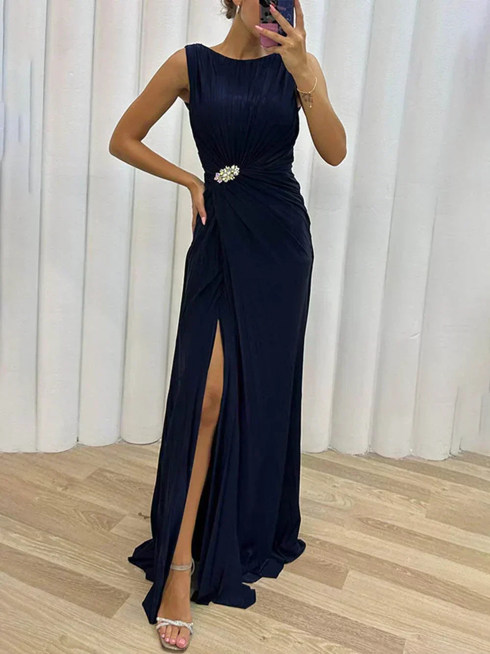 Lydia - Long Pleated Evening Dress