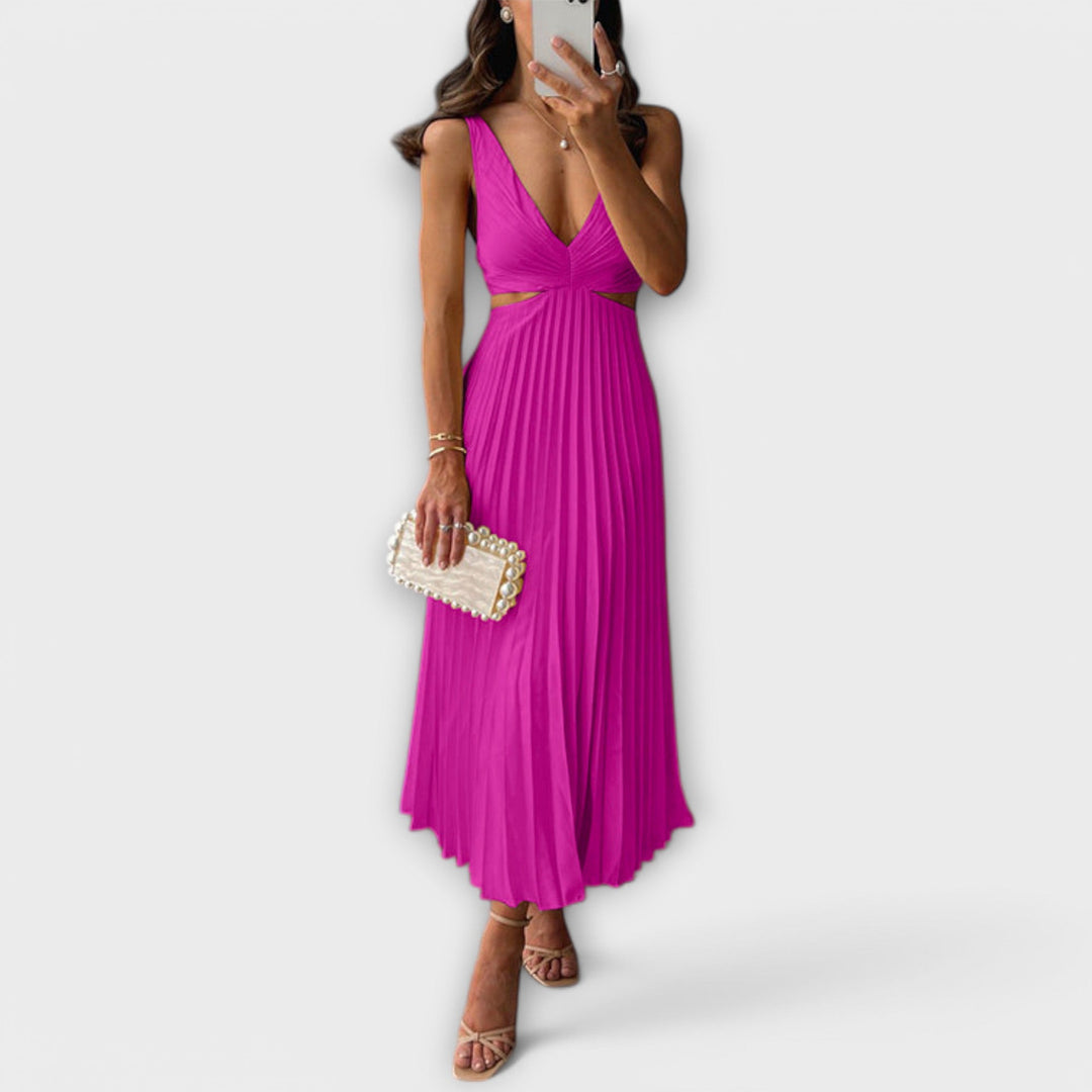 Yarina - Elegant midi evening dress with pleating