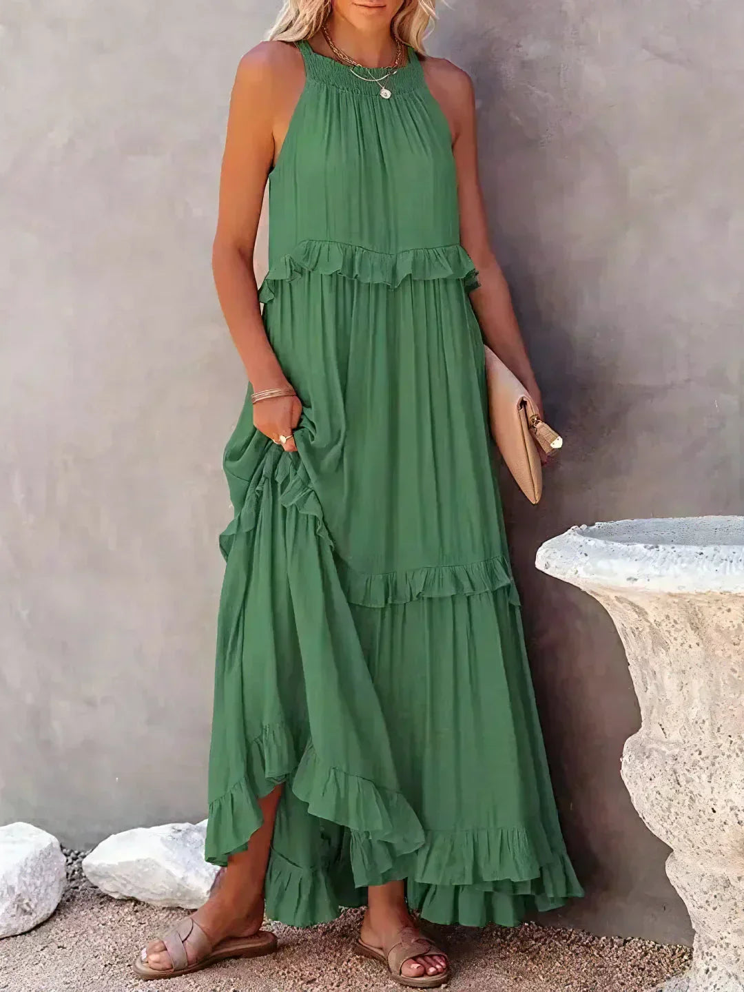 Esmara - Halter Ruffle Maxi Dress