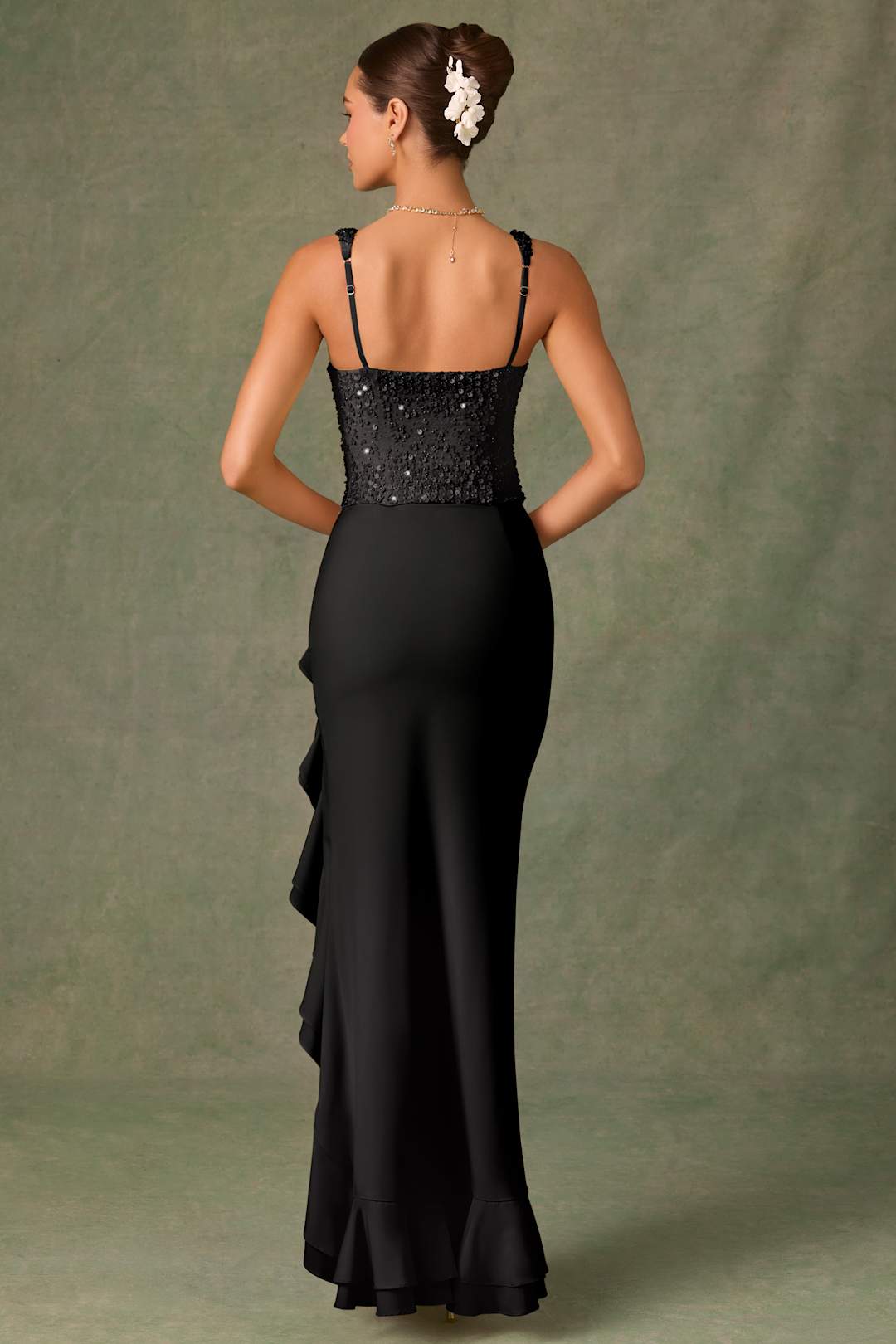 Lara - RUFFLED SATIN CORSET DRESS