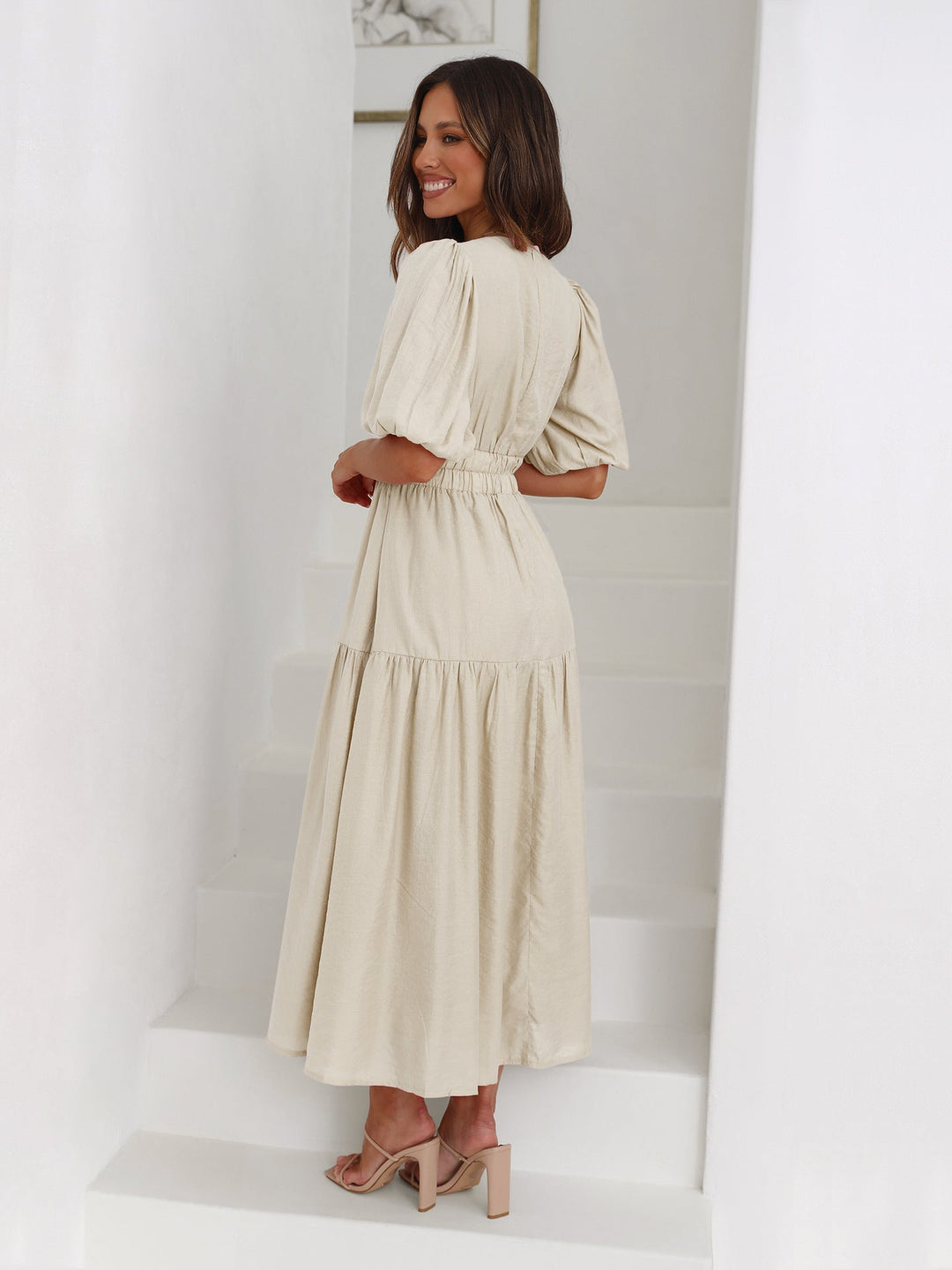 Faynora - Puff Sleeves Dress