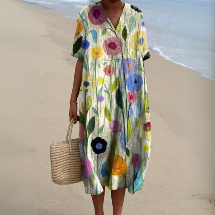 Elorayae- Summer Dress with Flower Motif