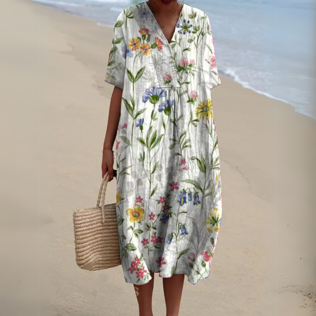 Elorayae- Summer Dress with Flower Motif