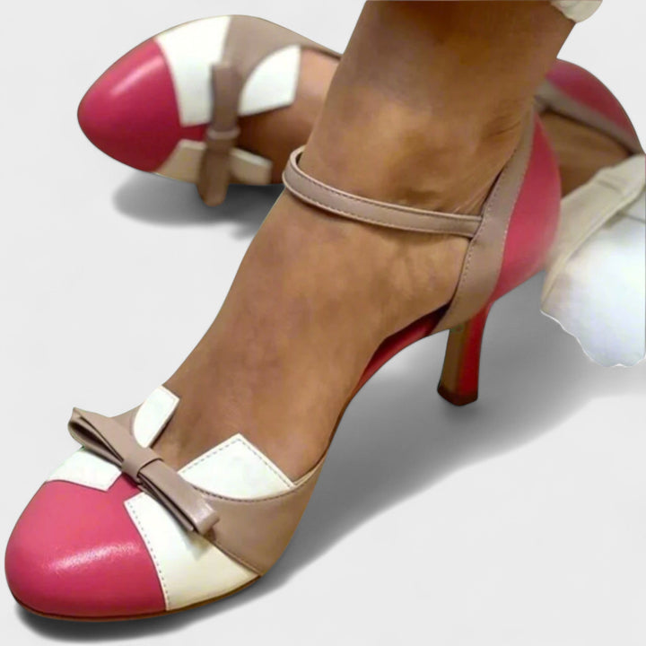 Tyressa -  Colorblock Bow Strap Heels