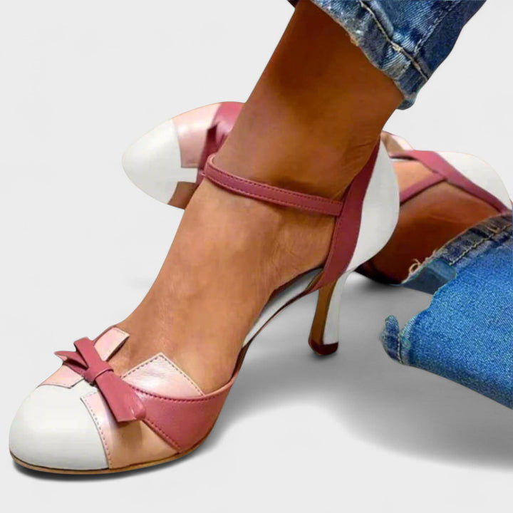Tyressa -  Colorblock Bow Strap Heels