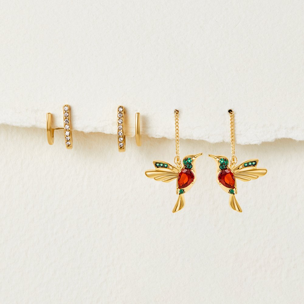 Claw gold crystal earrings