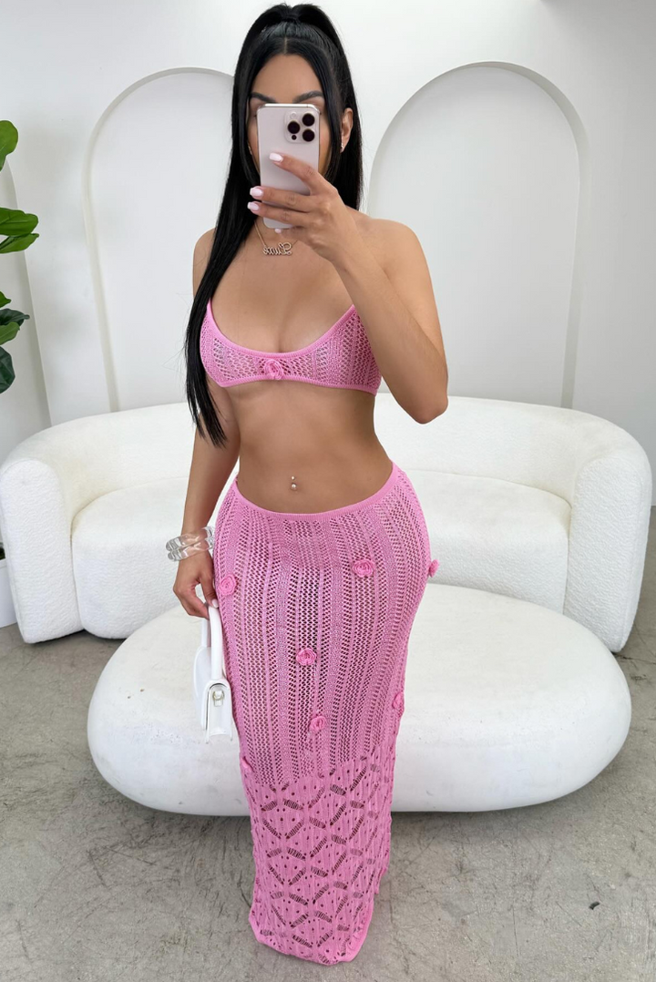 Camryn | Elegant Crochet Maxi Skirt Set