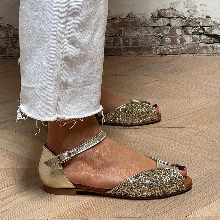 Adelaide - Elegant and Shiny Glitter Flat Sandal