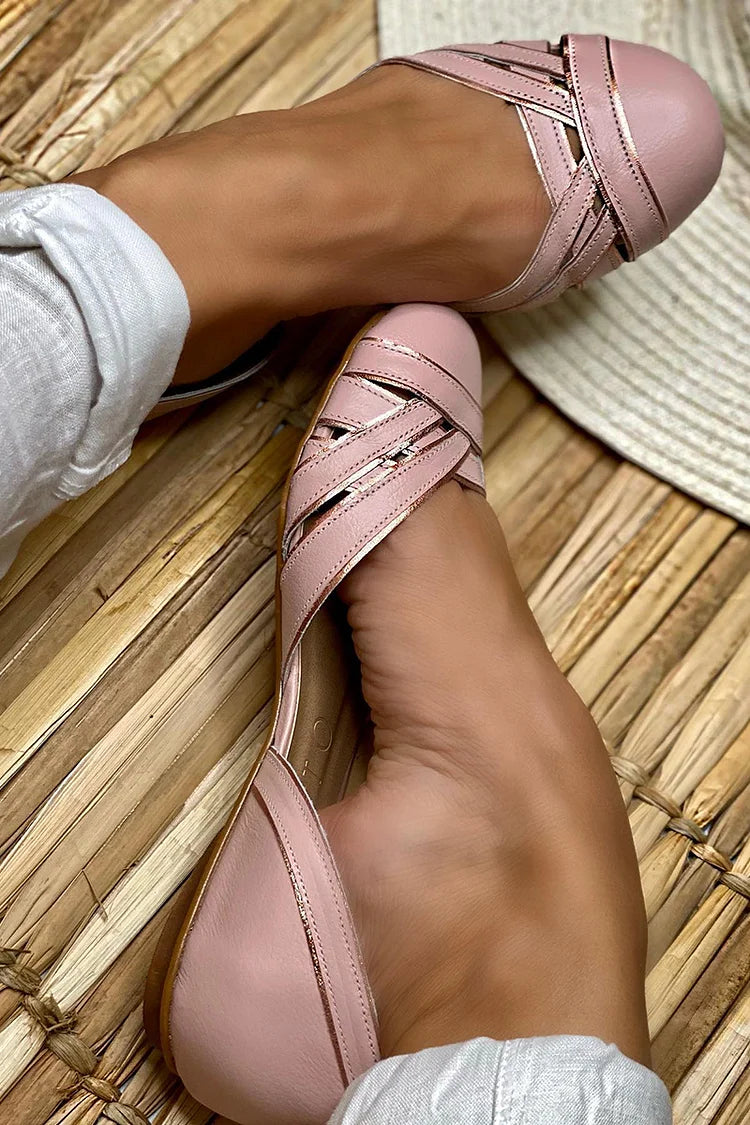 Chloe - Elegant Braided Ballerina Flats with Side Opening