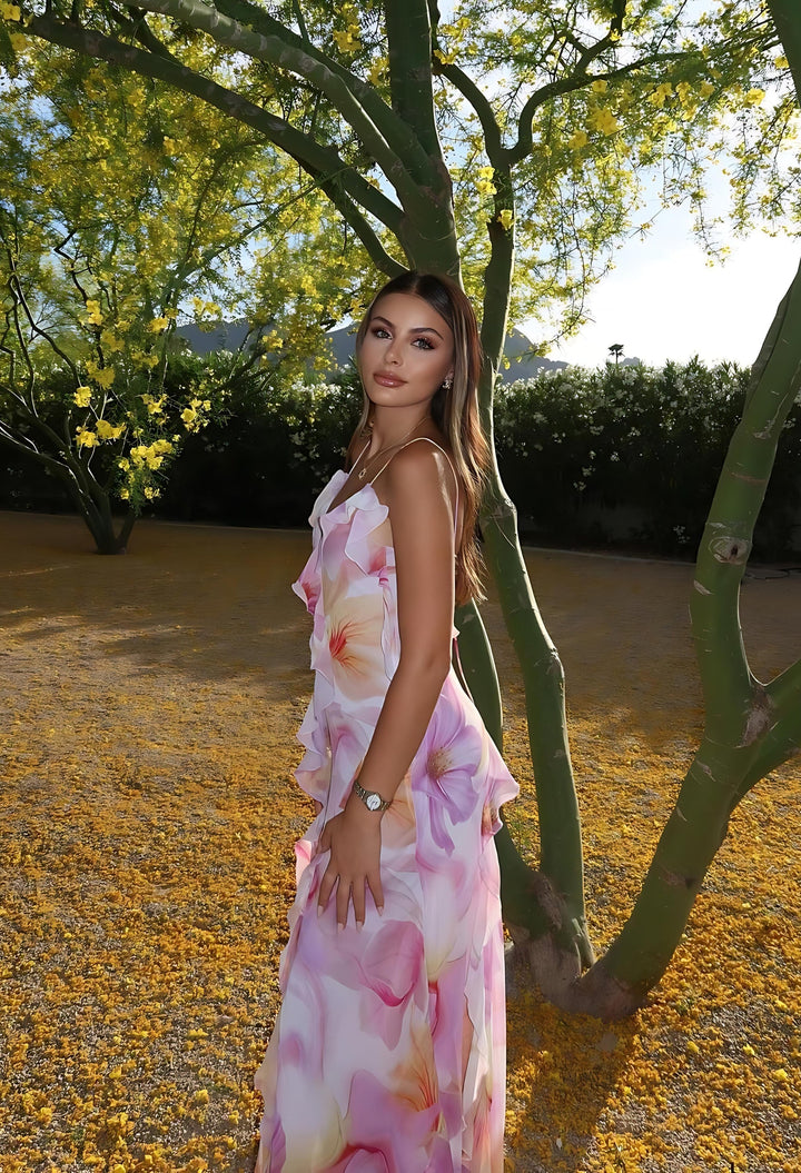Rhionessa - Floral Ruffle Maxi Dress