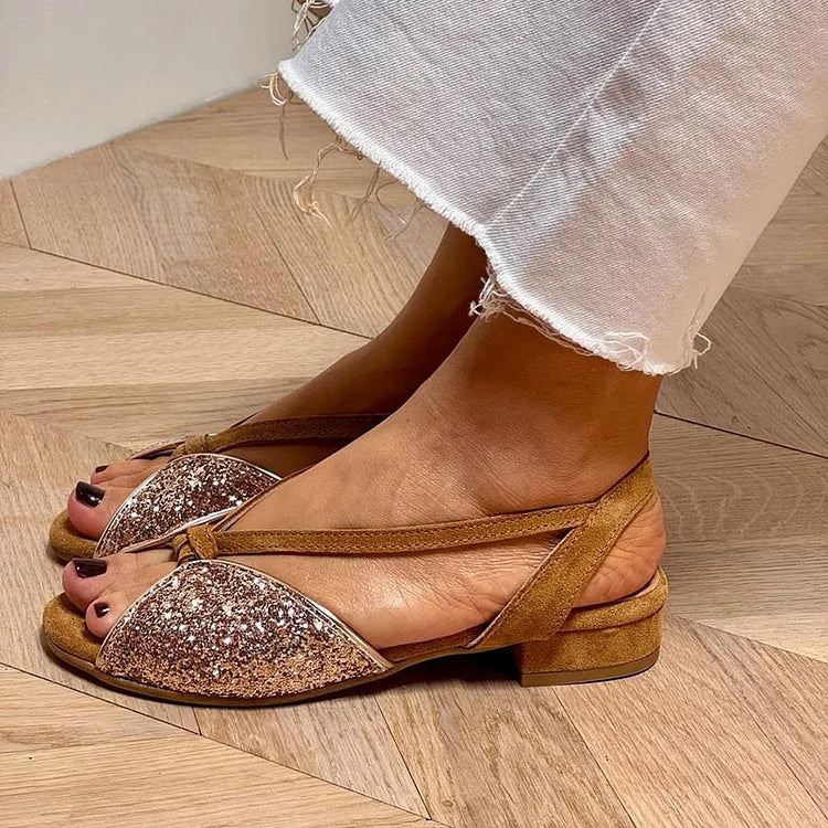 Lyric - Elegant Glitter Sandals with Low Sole for a Chic and Comfortable Look