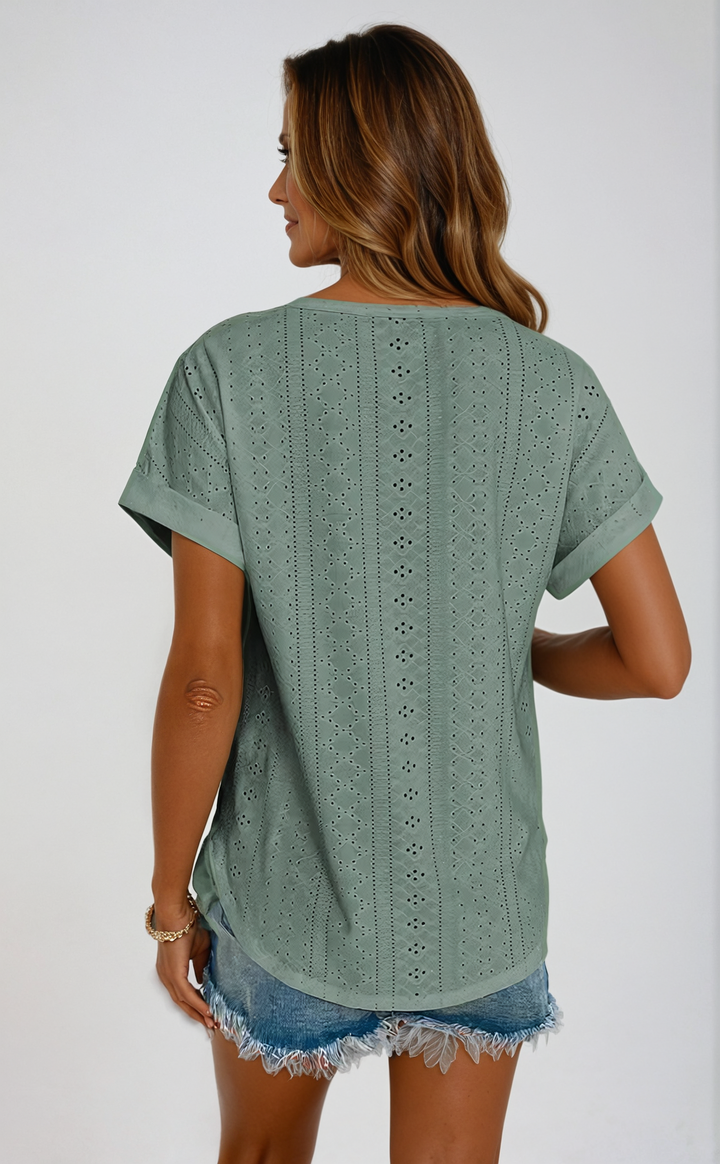 Winona -  Casual Eyelet Top