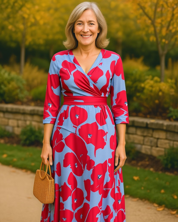 Veyona – Elegant V-Neck Maxi Dress