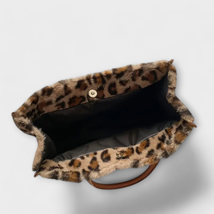 Norlena - Chic Leopard Print Plush Tote