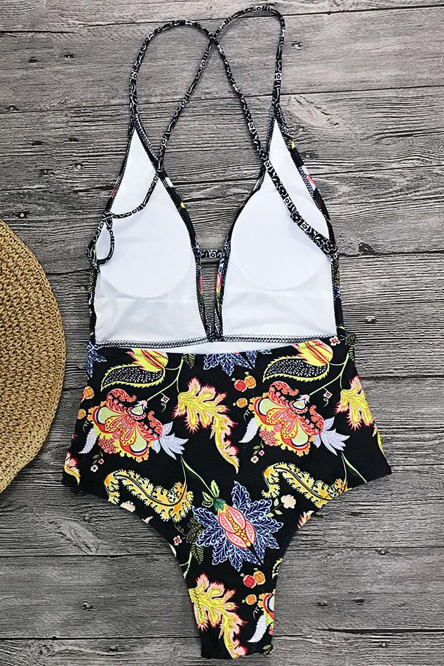 Amalyn - Boho Print Swimsuit with V-Neck