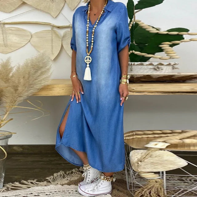 LEA | Langes Kleid im Jeans-Look