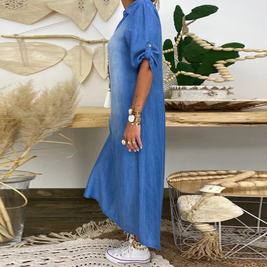 LEA | Langes Kleid im Jeans-Look