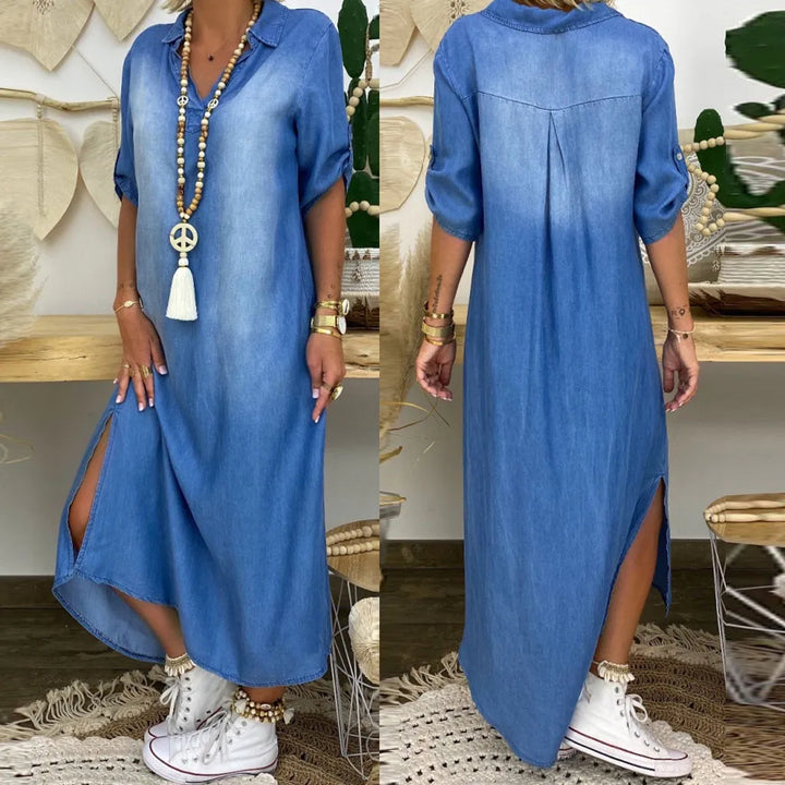 LEA | Langes Kleid im Jeans-Look