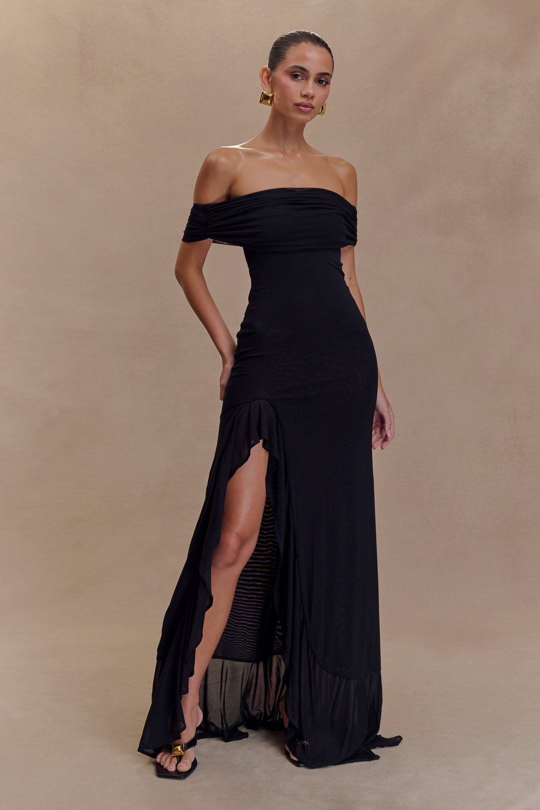 Chloe - Off-Shoulder Ruffle Maxi Dress