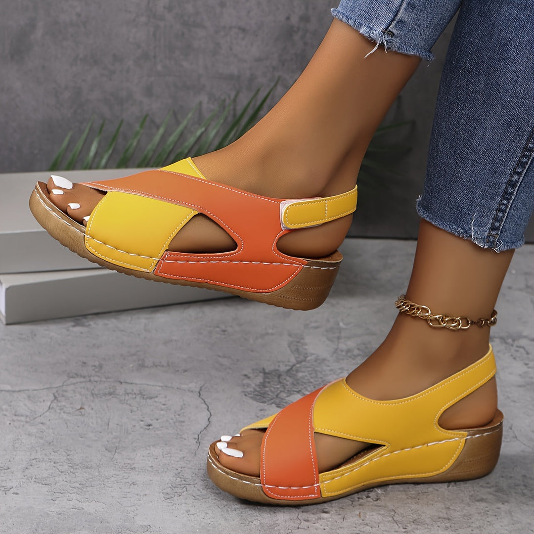 Natalie - Two Tone Wedge Sandals