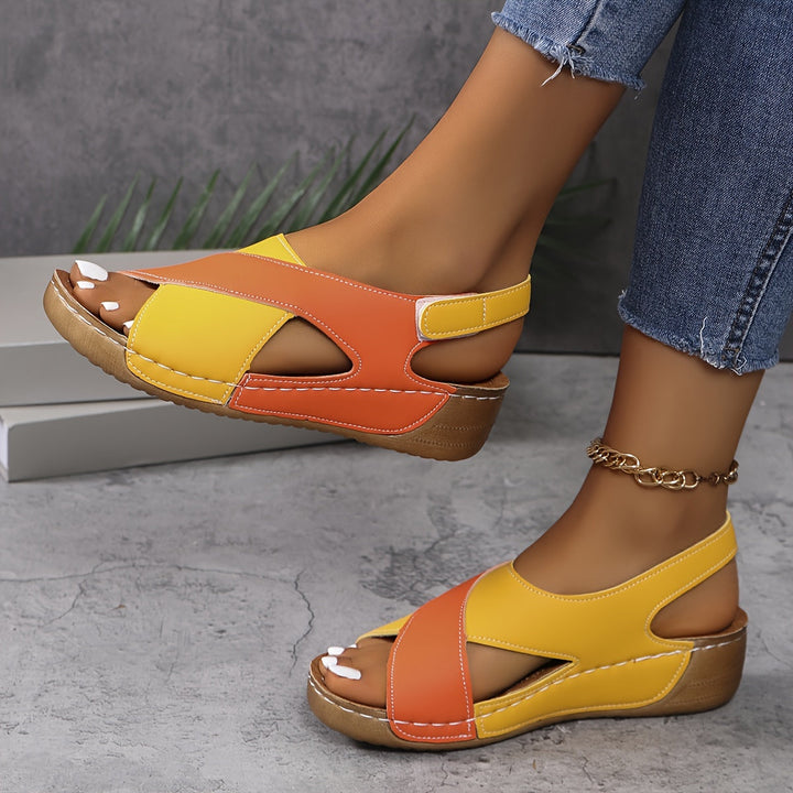 Natalie - Two Tone Wedge Sandals