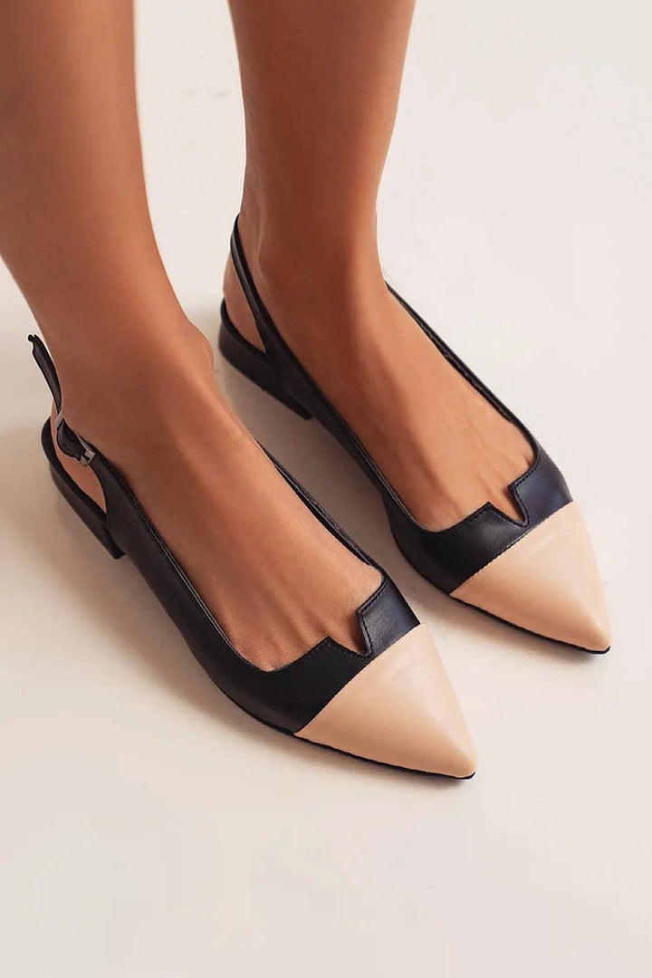 Melina - Elegant ballerinas with toe cap and two-tone details for a refined styleto