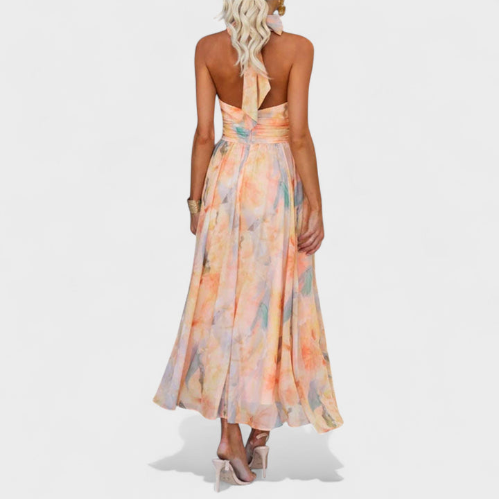 Zephyra - Abstract Halter Maxi Dress
