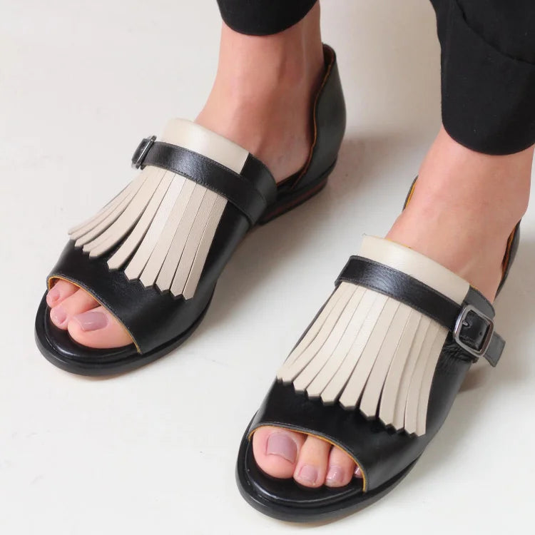 Hazel - Stylish Platform Sandals with Trendy Fringes