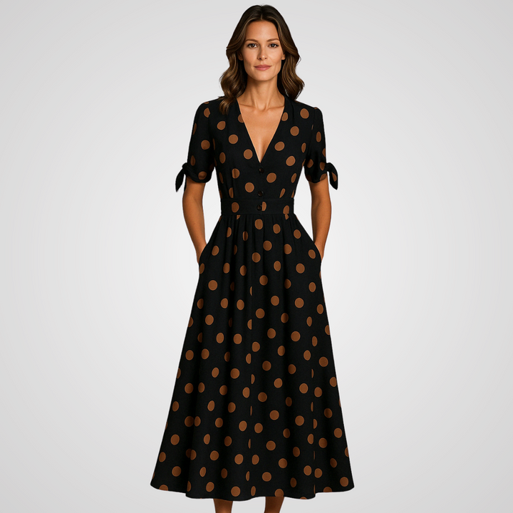 Auroria -  Elegant Polka Dot Dress
