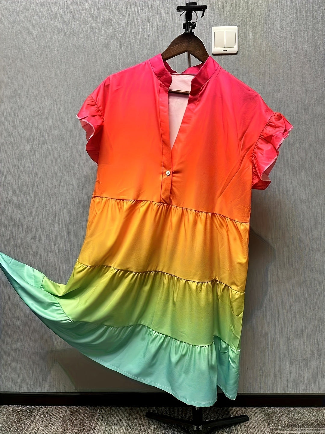 Queniah - Effortless Elegance in a Colorful Rainbow Dress