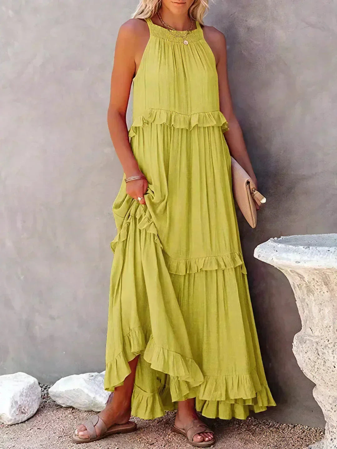 Esmara - Halter Ruffle Maxi Dress