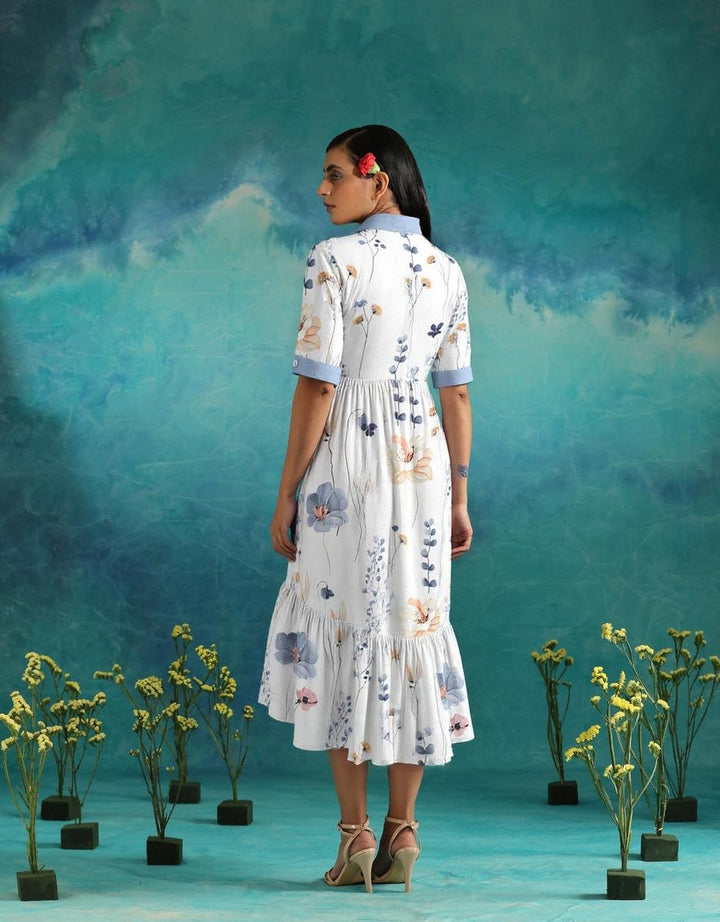 Haisley - Fresh maxi dress with print & collar
