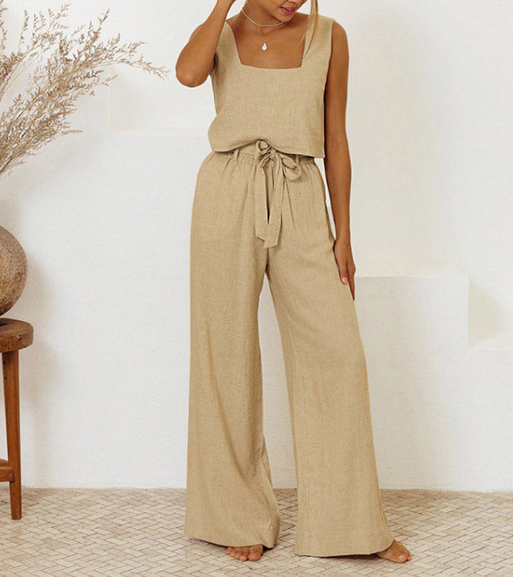 Elisaria - Minimalist Top and Wide-Leg Pants Set