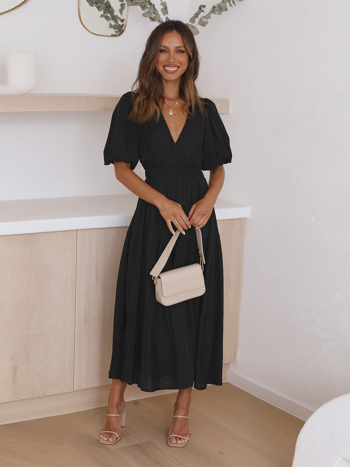 Faynora - Puff Sleeves Dress