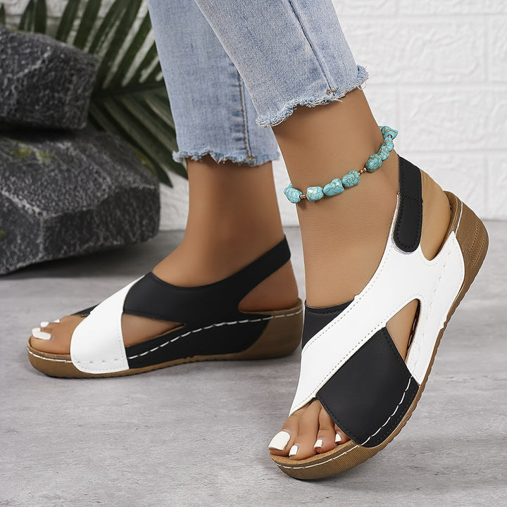 Natalie - Two Tone Wedge Sandals