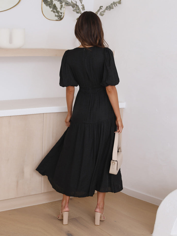 Faynora - Puff Sleeves Dress