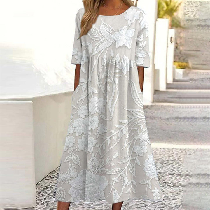 Elowen - Classic midi dress with print & side pockets