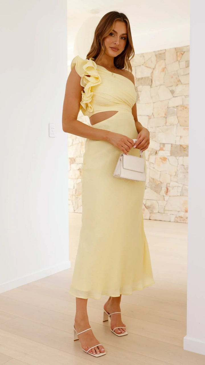 Quivannaea  - One-Shoulder Cutout Maxi Dress
