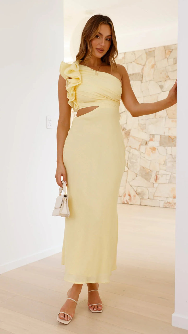 Quivannaea  - One-Shoulder Cutout Maxi Dress