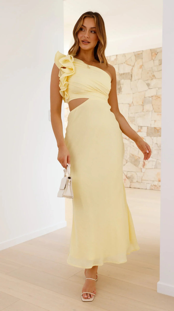 Quivannaea  - One-Shoulder Cutout Maxi Dress