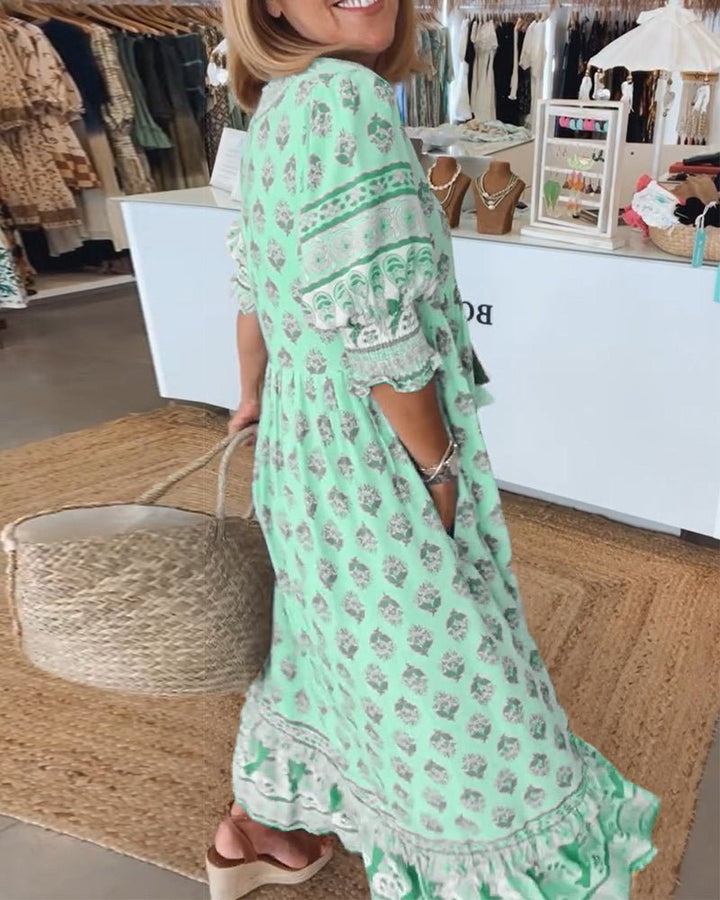 Noella - Chic Floral V-Neck Dress